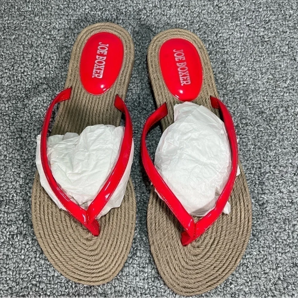 Joe Boxer Sandals Flip Flops Red Womens Size 7/8 New